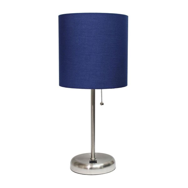 Diamond Sparkle Stick Table Lamp with USB Charging Port & Fabric Shade, Navy DI2519768
